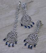Blue stone embellished cz earrings tikka set 216ed726