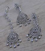 White stone embellished cz earrings tikka set 216ed728