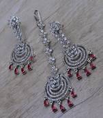 Hydro ruby stone embellished cz earrings tikka set 216ed731