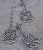White stone embellished cz earrings tikka set 216ed733