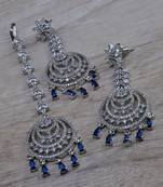 Blue stone embellished cz earrings tikka set 216ed736