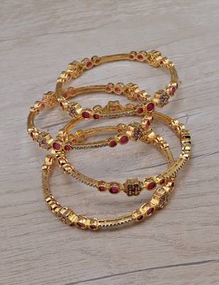 Gold Plated Brass American Diamond Studded Bangles 1