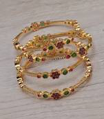 Gold plated ruby emerald embellished cz bangles bd688