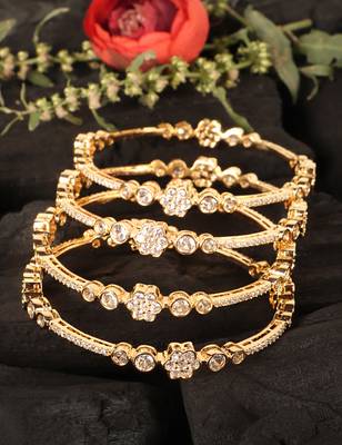 Gold plated cubic zirconia bangles bd689 2