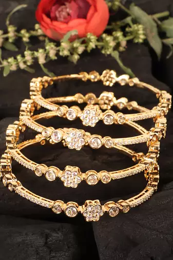 Gold plated cubic zirconia bangles bd689