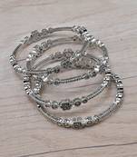 Rhodium plated silver colored cz bangles bd690