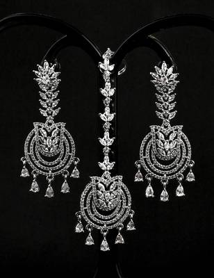 White stone embellished cz earrings tikka set 216ed728 3