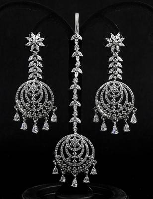 White stone embellished cz earrings tikka set 216ed733 2