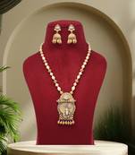 Gold color long matte gold temple necklace set