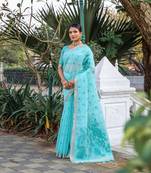 CYAN ELEGENT JAMDANIN SILK SAREE 