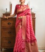PINK BEAUTIFUL BANARSI  LEHRIYA SILK SAREE 