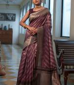 WINE BEAUTIFUL BANARSI  LEHRIYA SILK SAREE 