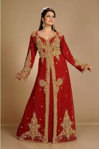 Full Sleeves Handmade Moroccan Kaftan With Sun-proof hijab