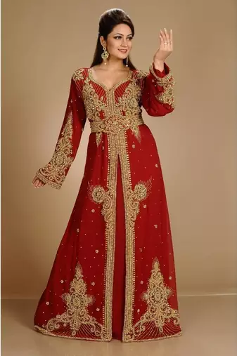 Full Sleeves Handmade Moroccan Kaftan With Sun-proof hijab