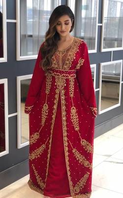 Full Sleeves Handmade Moroccan Kaftan With Sun-proof hijab 1