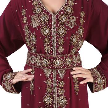 Full Sleeves Handmade Moroccan Kaftan With Sun-proof hijab 2