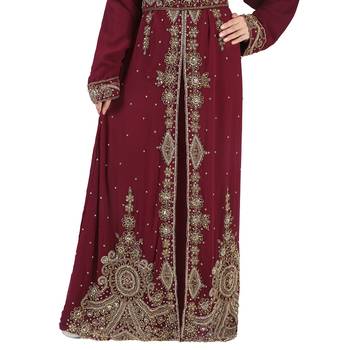 Full Sleeves Handmade Moroccan Kaftan With Sun-proof hijab 4