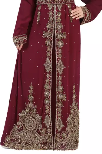 Full Sleeves Handmade Moroccan Kaftan With Sun-proof hijab