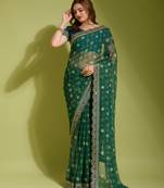 Peach Colour Digital Prited Georgette Fabric Saree WITH UN-STITCHED BLOUSE