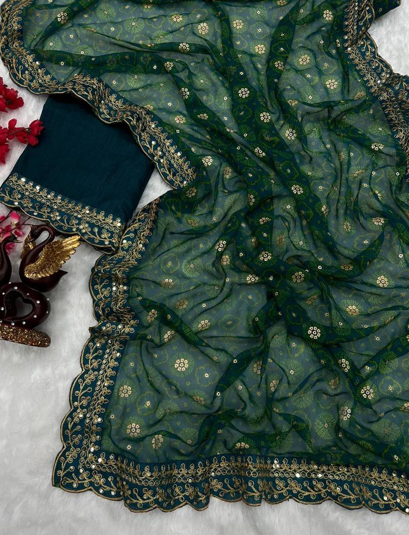 Peach Colour Digital Prited Georgette Fabric Saree WITH UN-STITCHED BLOUSE