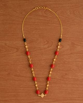  coral mangalsutra Mangalore style  kasitali with big corals one gram gold MEDIUM length 20" 2