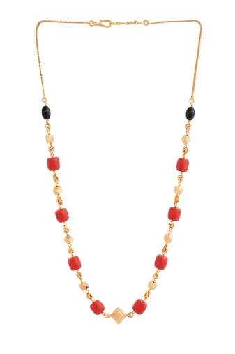  coral mangalsutra Mangalore style  kasitali with big corals one gram gold MEDIUM length 20"