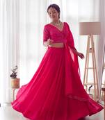 Pure Soft Fox Georgette Fabric Lehengha Choli Fully Stitched, With Fancy Designer Blouse Fully Stitched With Dupatta