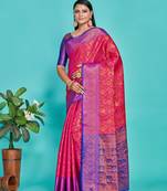  Faux Kanjivaram art silk saree with blouse piece : sa00001291rnfree