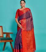 Faux Kanjivaram art silk saree with blouse piece : sa00001293nvfree