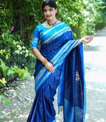BLUE ELEGENT LEHRIYA  SILK SAREE 