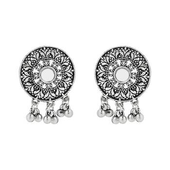 Navratri Ethnic Silver Oxidized Traditional Afghani Choker Necklace Jewellery Set for Women  3