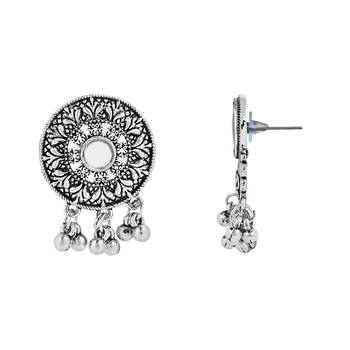 Navratri Ethnic Silver Oxidized Traditional Afghani Choker Necklace Jewellery Set for Women  4