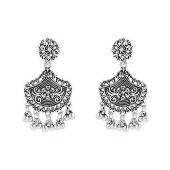 Navratri Ethnic Silver Oxidized Traditional Afghani Choker Necklace Jewellery Set for Women  5