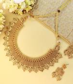 18K Gold Plated Traditional Style Choker Necklace Jewellery Set for Women/Girls 