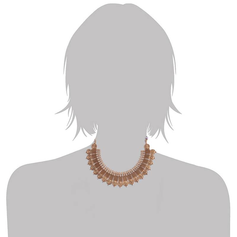 18K Gold Plated Traditional Style Choker Necklace Jewellery Set for Women/Girls 
