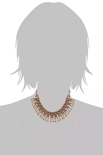 Women's Rajwadi Gold Plated Traditional Brass Choker Set with Earrings Intricately Engraved