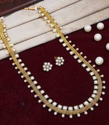 18K Gold Plated Traditional Stylish Multicolour Stone Work Long Necklace With Earrings & Girls (MC041W)