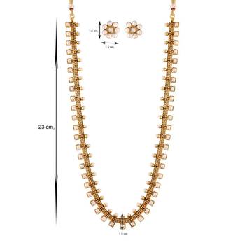 18K Gold Plated Traditional Stylish Multicolour Stone Work Long Necklace With Earrings & Girls (MC041W) 4