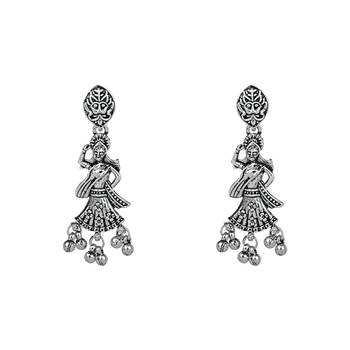 Navratri Ethnic Silver Oxidised Inspired by Garba With Peacock and Elephant Design Jewellery Set  3