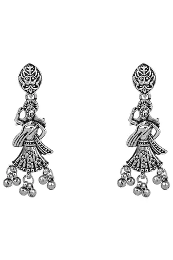 Navratri Ethnic Silver Oxidised Inspired by Garba With Peacock and Elephant Design Jewellery Set 