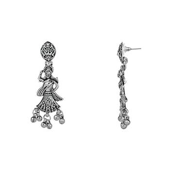 Navratri Ethnic Silver Oxidised Inspired by Garba With Peacock and Elephant Design Jewellery Set  4