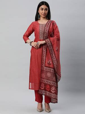 Unstitched manipuri printed suit with dabu digital print top and dupatta. 1
