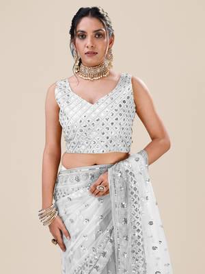 Silver Premium Heavy Net Sequins_Work Party Wear Saree 7