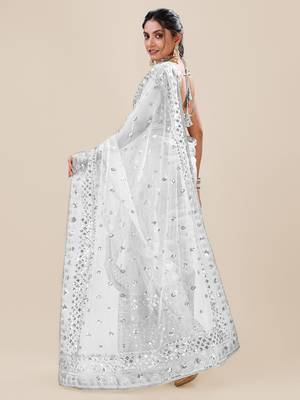 Silver Premium Heavy Net Sequins_Work Party Wear Saree 8