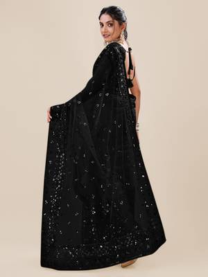 Black Premium Heavy Net Sequins_Work Party Wear Saree 7