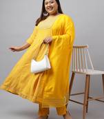 Xl love by janasya women's yellow rayon bandhani kurta with pant and dupatta