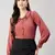 Winered women pink collared shirt with contrast embriodery