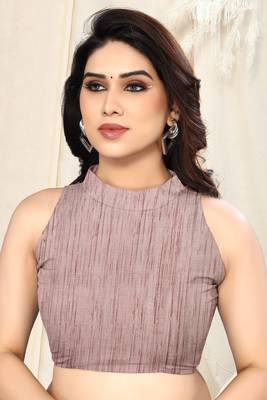 Coral chiffon ikkat print stripe silver zari line border saree with unstitched blouse piece 5