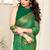Green chiffon bandhej bandhani print golden zari lines border tassels saree with unstitched blouse piece