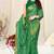 Green chiffon bandhej bandhani print golden zari lines border tassels saree with unstitched blouse piece